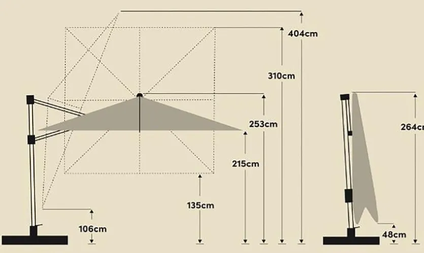 Ampelschirm Varioflex LED 300 x 300 cm
