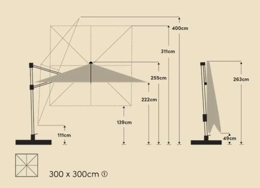Ampelschirm Varioflex 300 x 300 cm