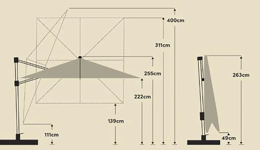 Ampelschirm Varioflex 300 x 300 cm