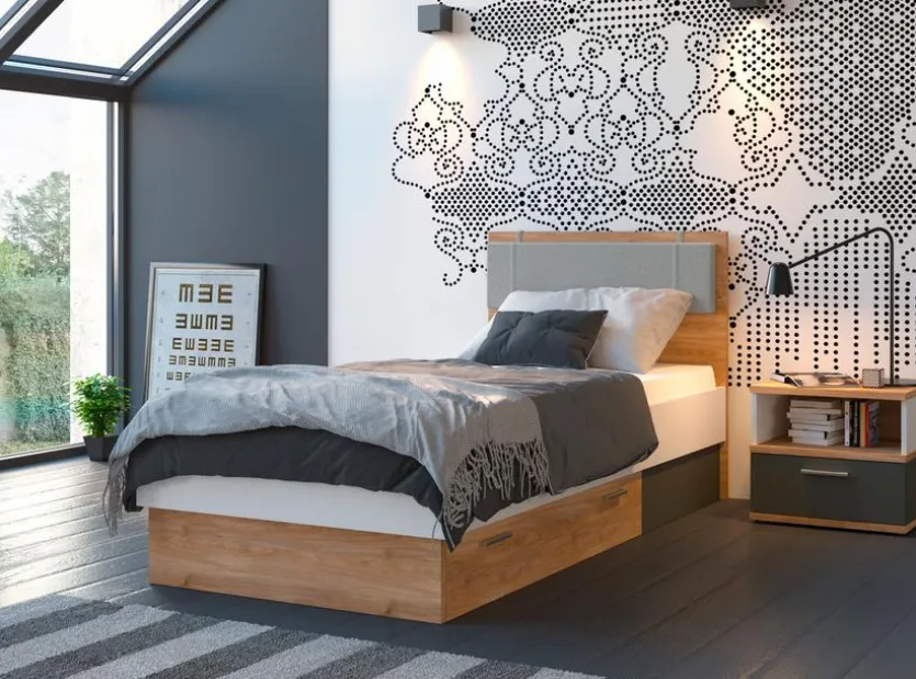 Bett mit Polsterkopfteil Twenty 90 x 200 cm