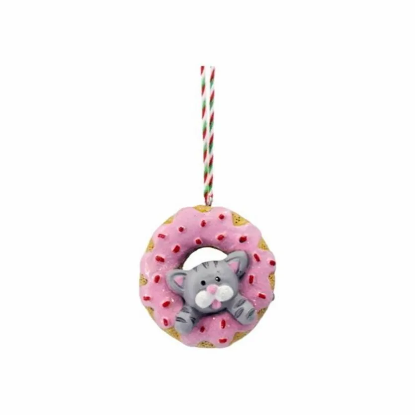 Deko-Hänger Donut mit Katze 7 cm