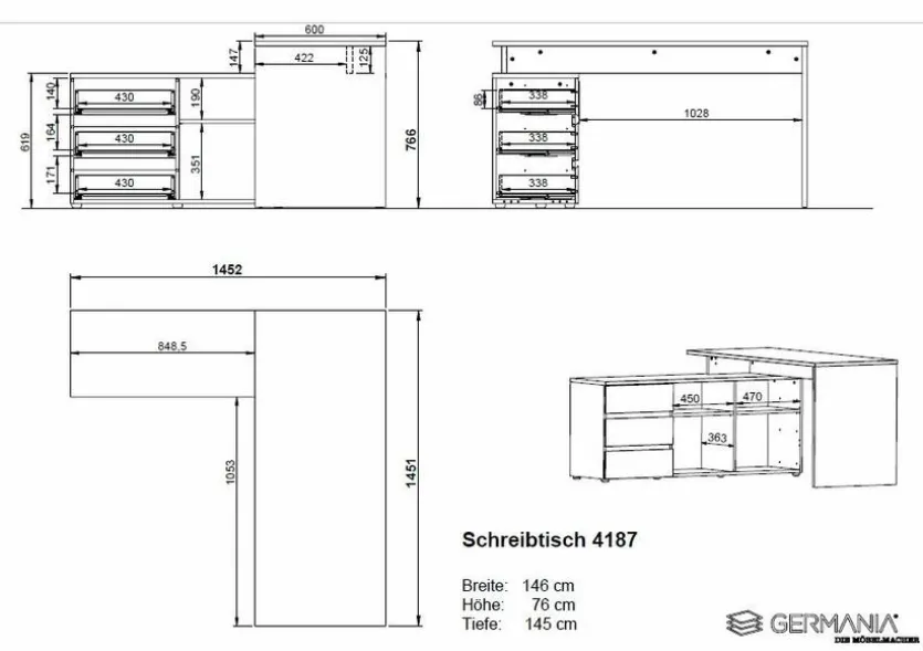 Eckschreibtisch Lissabon