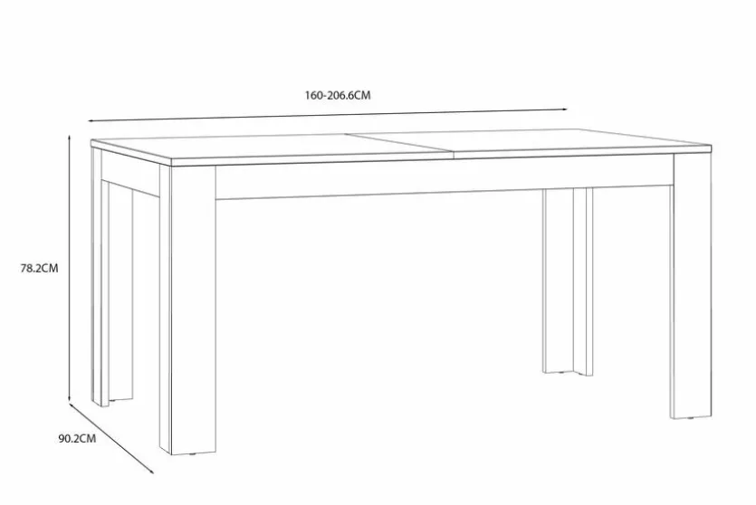 Esstisch Bohol 160/206,60 x 90,20 cm