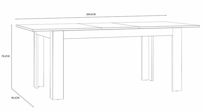 Esstisch Bohol 160/206,60 x 90,20 cm