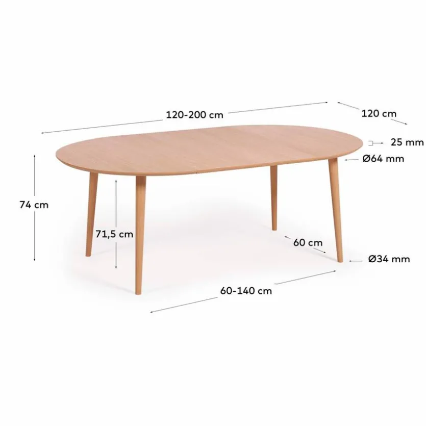 Esstisch mit Auszug Oakland Ø 120/200 cm