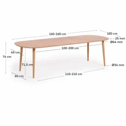 Esstisch mit Auszug Oqui 160/260 x 100 cm