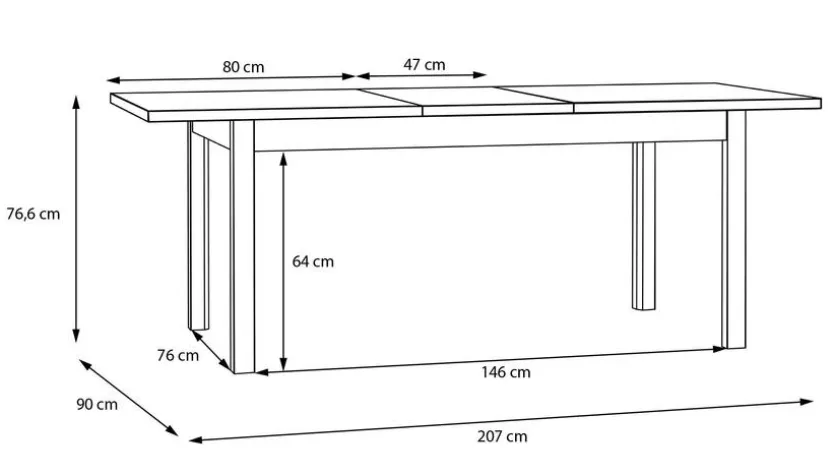 Esstisch Saitama 160/207 x 90 cm