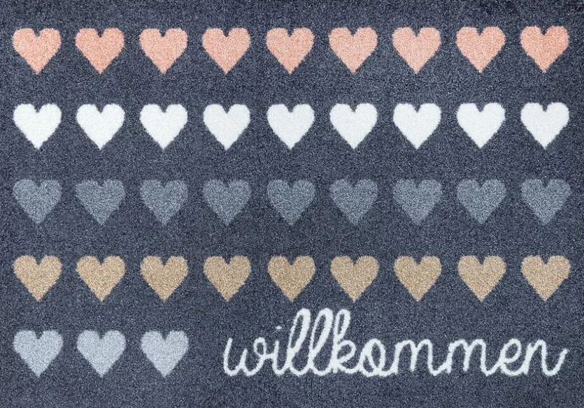 Fußmatte Willkommen Herzen 50 x 75 cm