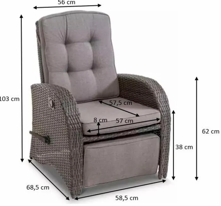 Gartensessel Deluxe Lounge Grau