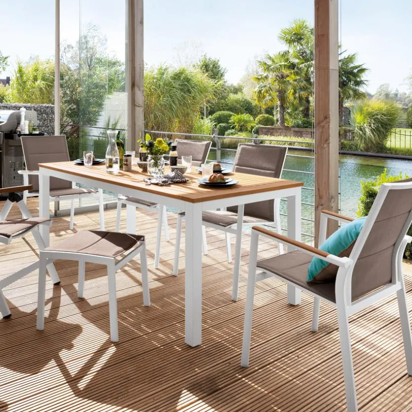 Gartentisch Verona160x90cm, Alu/Teak