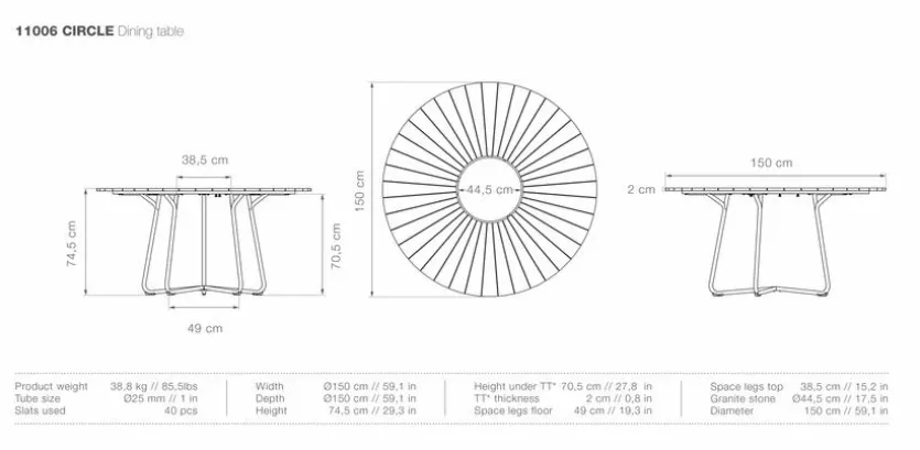 Gartentisch Circle Ø 150 cm