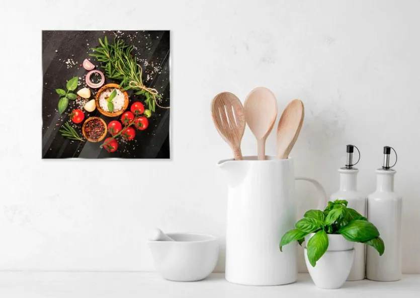 Glasbild 30 x 30 cm Tomatoes and Spices I
