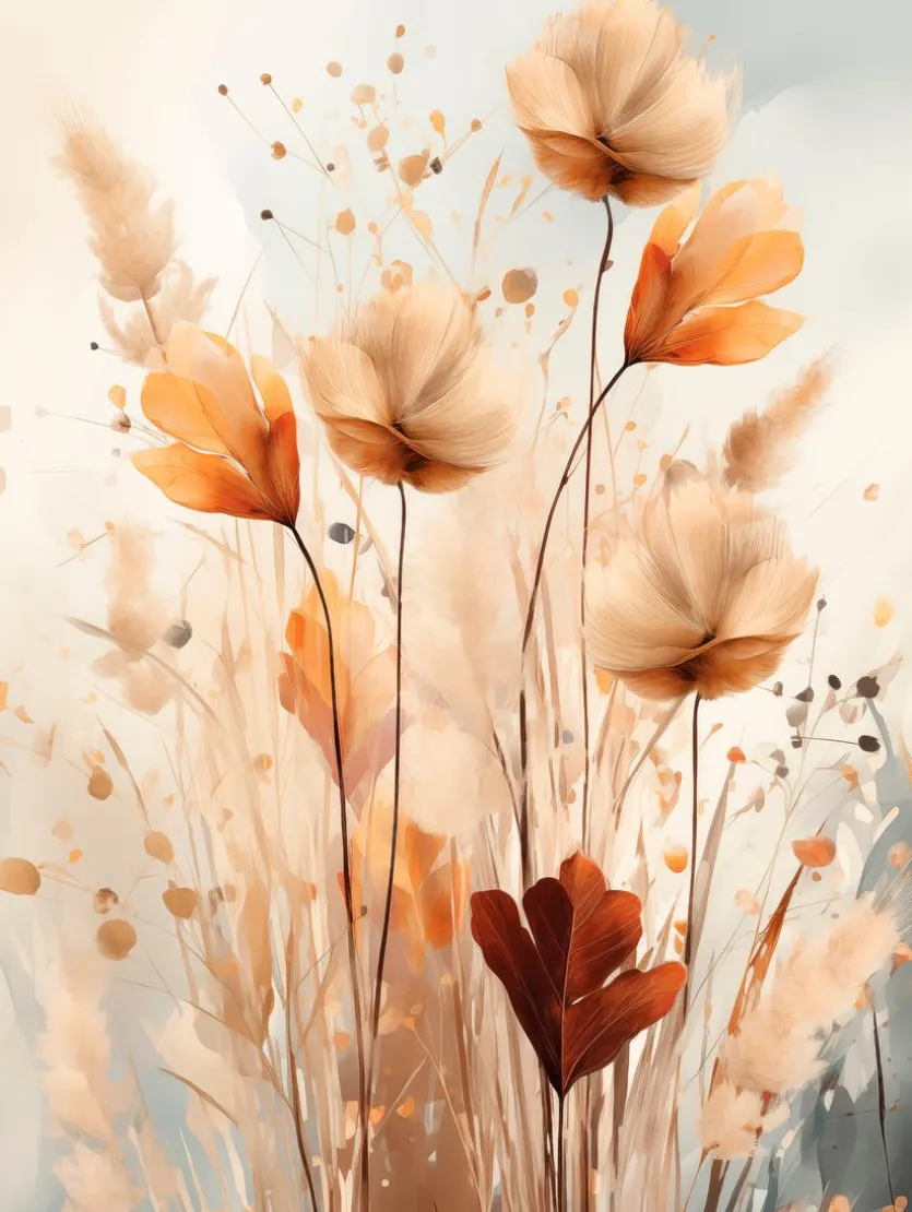 Glasbild 30 x 40 cm Boho Flowers I