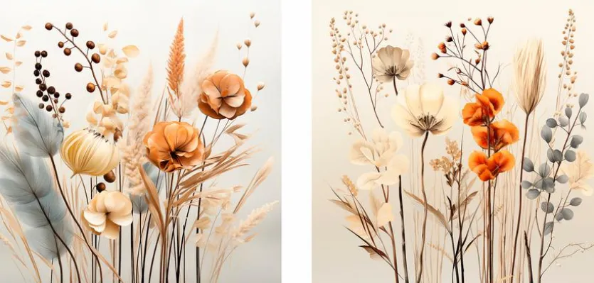 Glasbild 20 x 40 cm Boho Flowers III