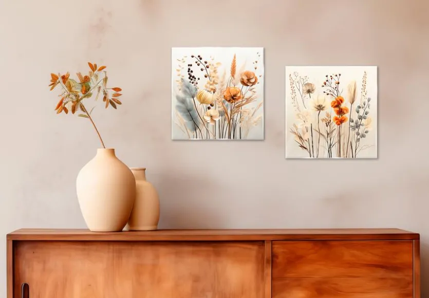 Glasbild 20 x 40 cm Boho Flowers III