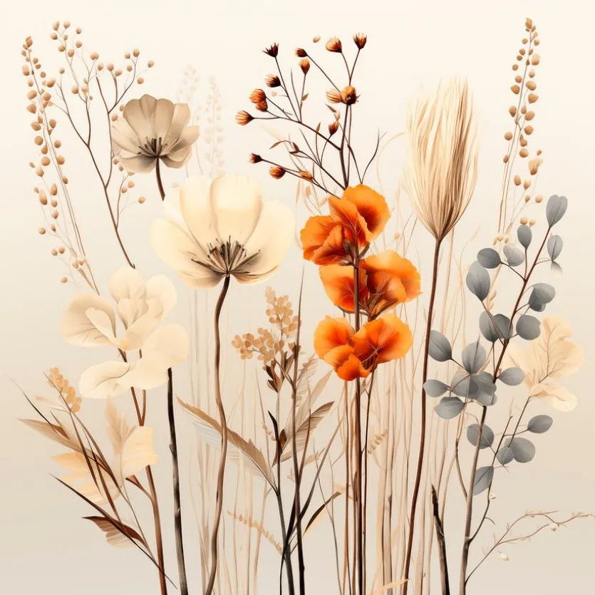 Glasbild 20 x 40 cm Boho Flowers III