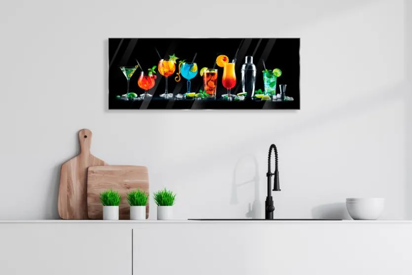 Glasbild 30 x 80 cm Colourful Cocktails I