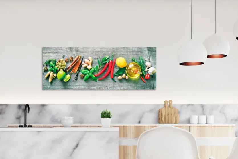 Glasbild 80 x 30 cm Herbs and spices