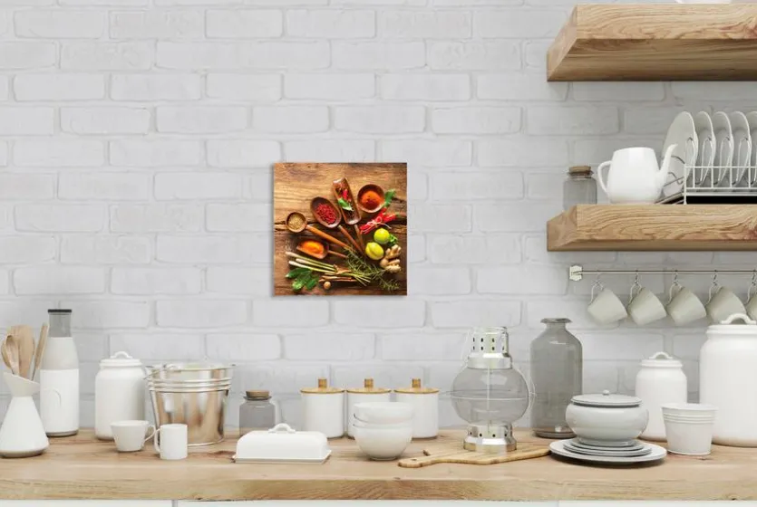 Glasbild 30 x 30 cm Herbs and spices