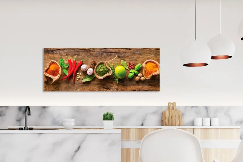 Glasbild 30 x 80 cm Herbs and spices