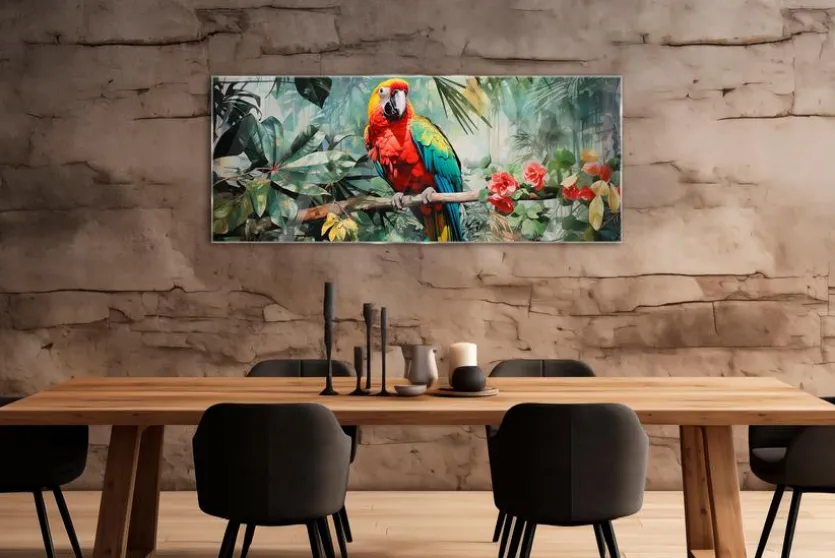 Glasbild 50 x 125 cm Jungle Parrot III