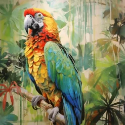 Glasbild 30 x 30 cm Parrot Jungle I