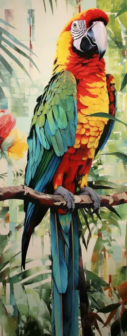Glasbild 30 x 80 cm Parrot Jungle I