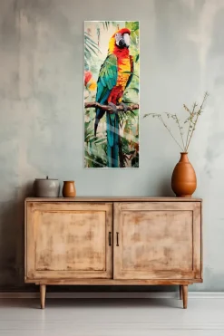 Glasbild 30 x 80 cm Parrot Jungle I