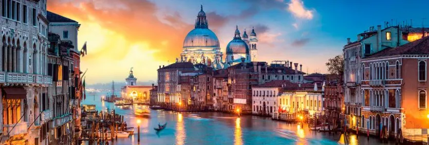 Glasbild 33 x 98 cm Venice by night III