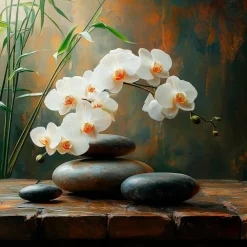 Glasbild 30 x 90 cm Warm Zen VI
