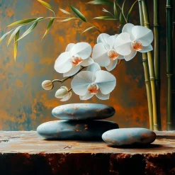 Glasbild 30 x 90 cm Warm Zen VI