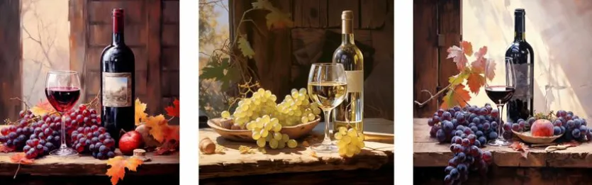 Glasbild 30 x 90 cm Wine Painted I 3tlg.