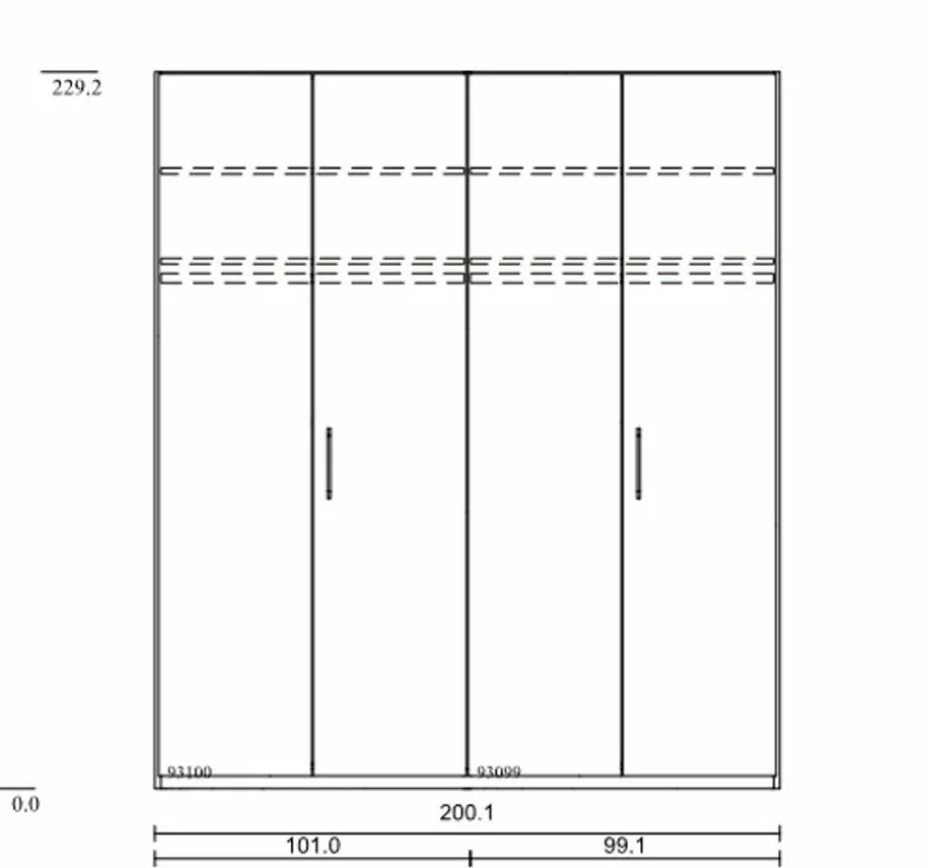 Kleiderschrank Comfort-V 200 x 229 cm