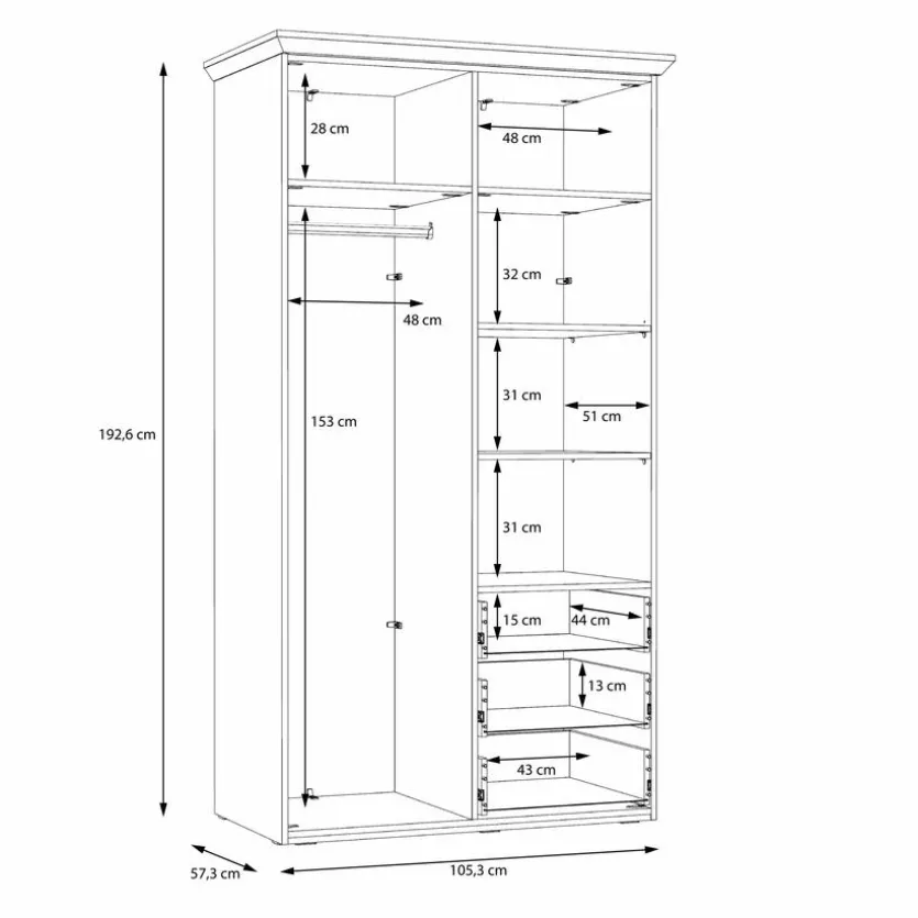 Kleiderschrank Iloppa SZ 105 x 193 cm