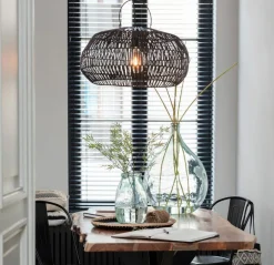 Lampenschirm Rattan schwarz M