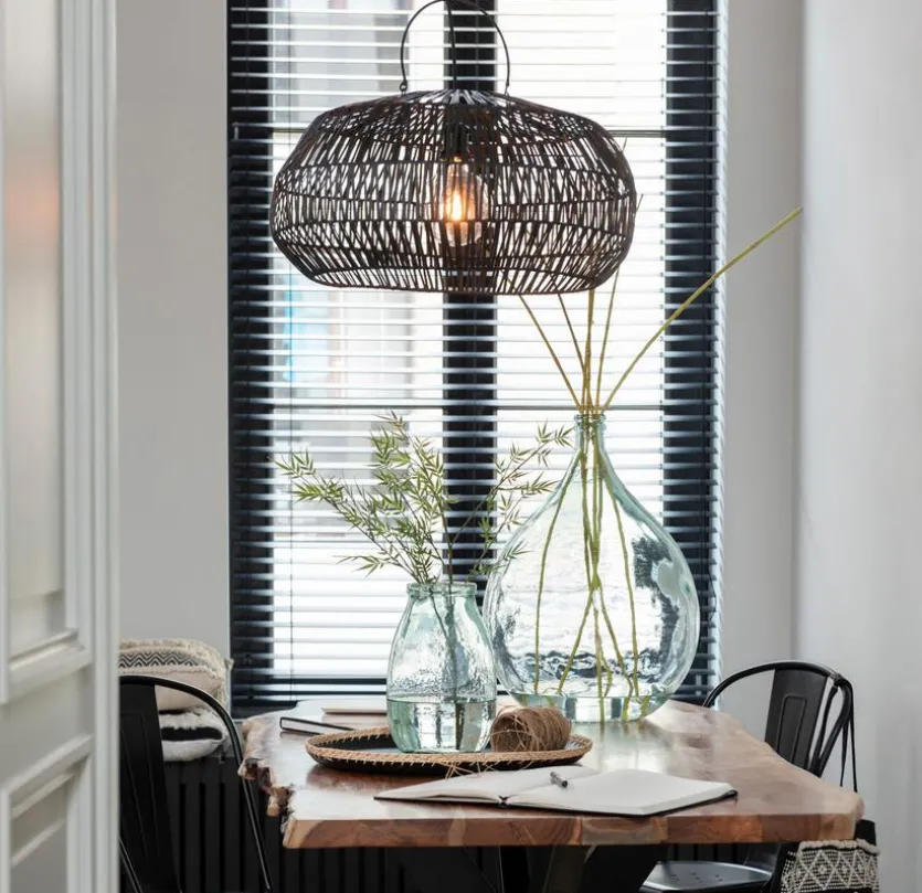 Lampenschirm Rattan schwarz M