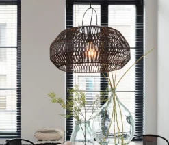 Lampenschirm Rattan schwarz M