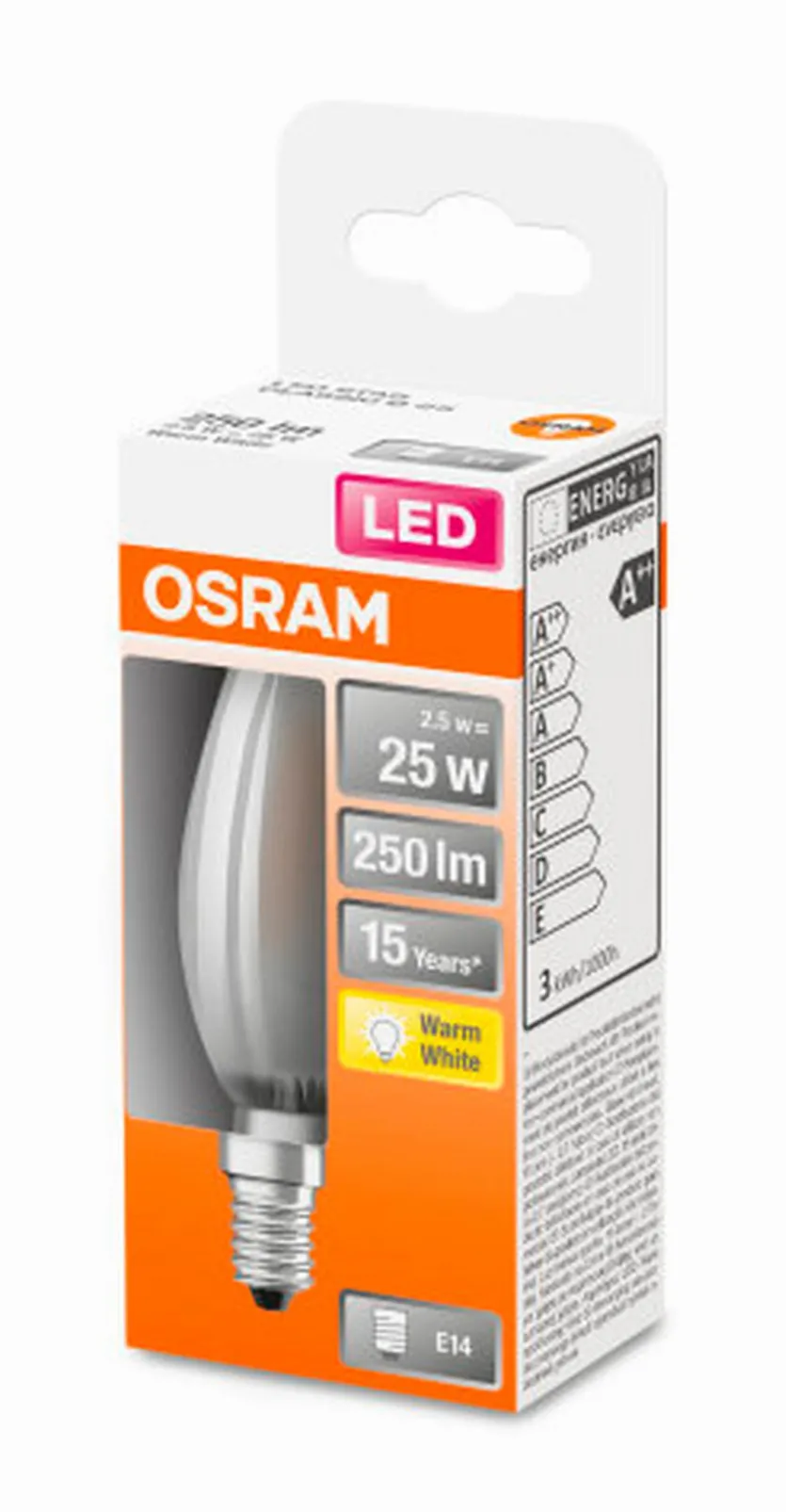 LED Kerze matt E14/2,5 Watt/Energie F