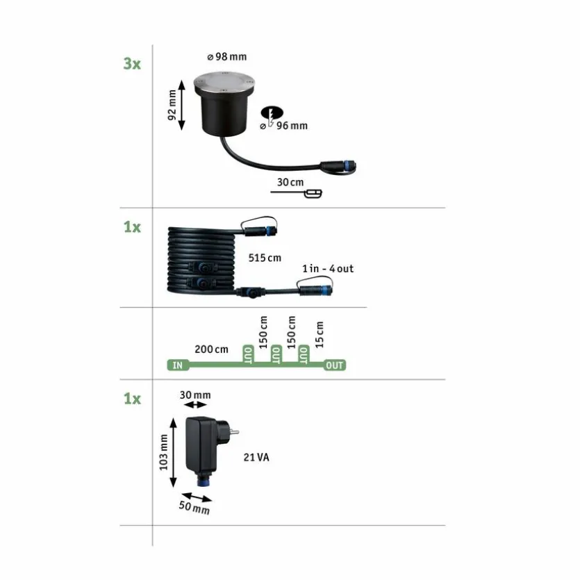 LED-Bodeneinbauleuchte Plug&Shine