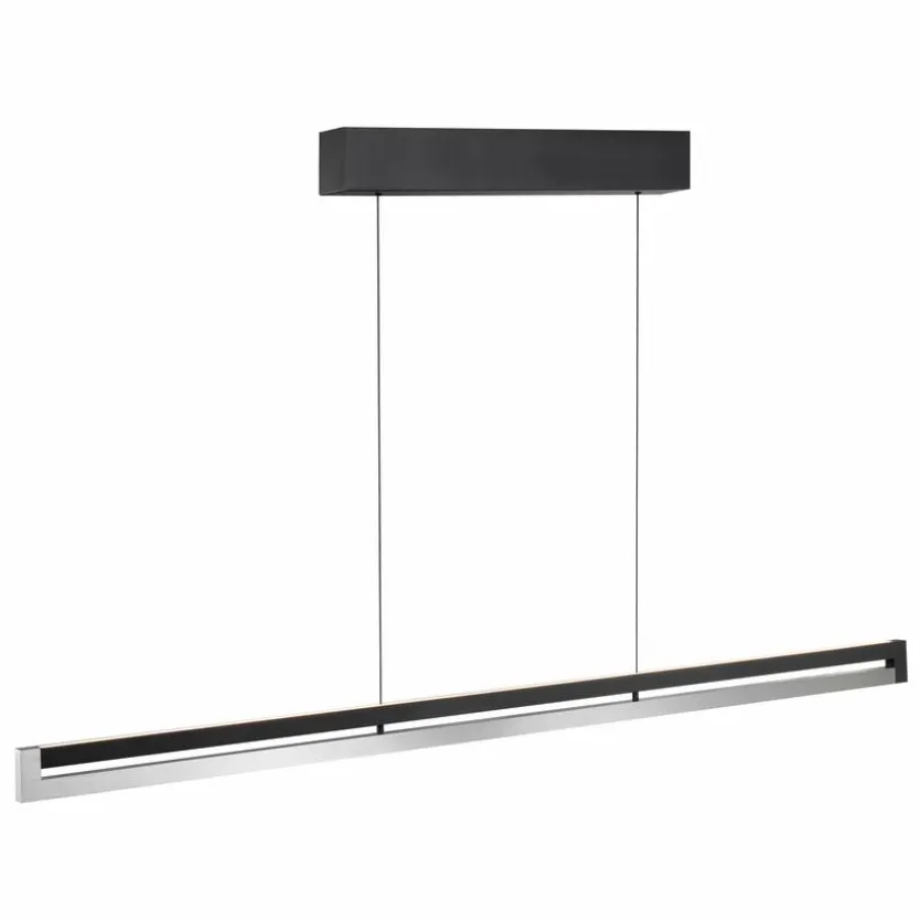 LED-Pendelleuchte Metall, schwarz/chrom