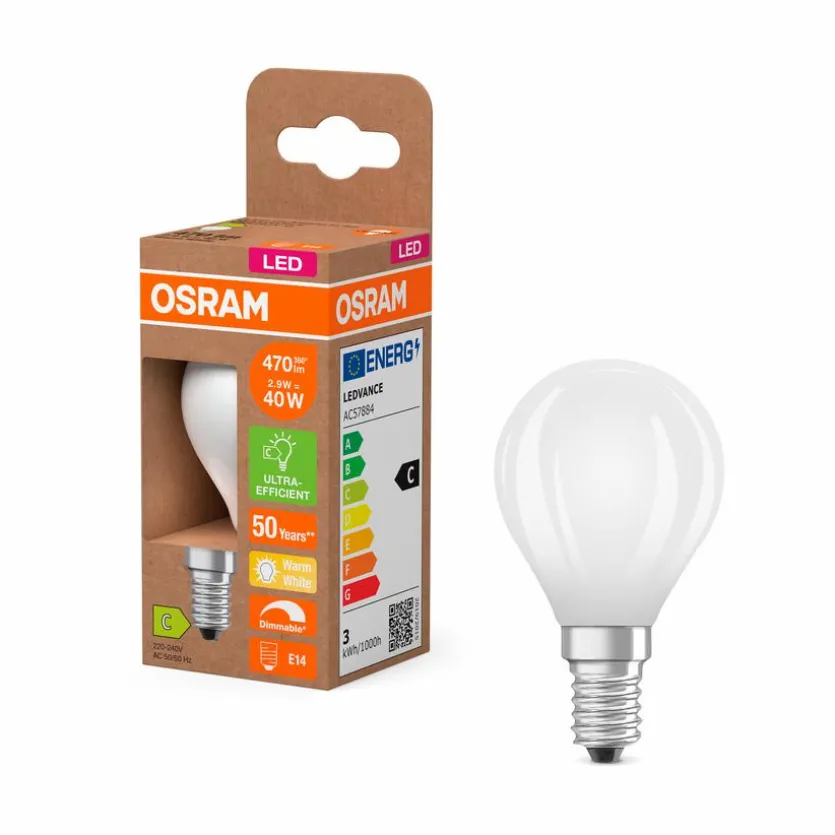 LED-Tropfen E14/2,9 Watt/Energie C