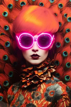 LED-Wandbild 80 x 80 cm Fancy Red Lady