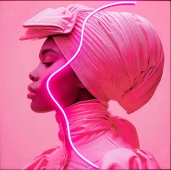 LED-Wandbild 80 x 80 cm Pink Woman