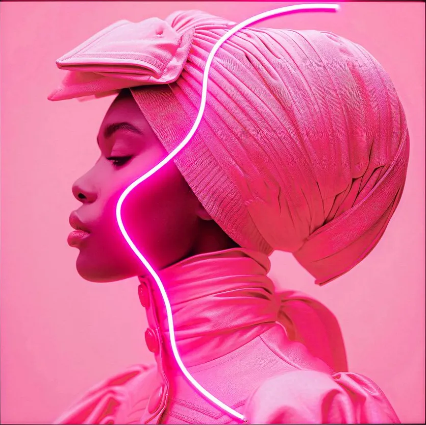 LED-Wandbild 80 x 80 cm Pink Woman