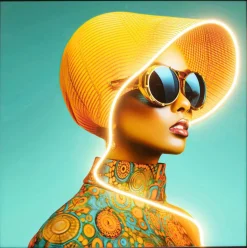 LED-Wandbild 80 x 80 cm Sun Hat Woman