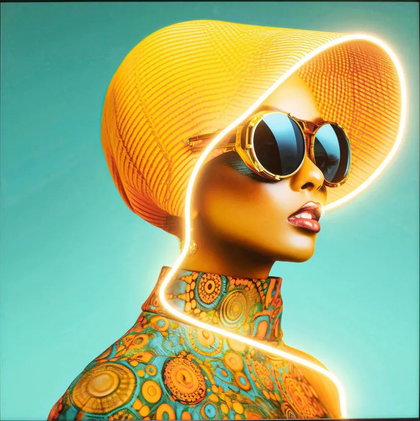 LED-Wandbild 80 x 80 cm Sun Hat Woman