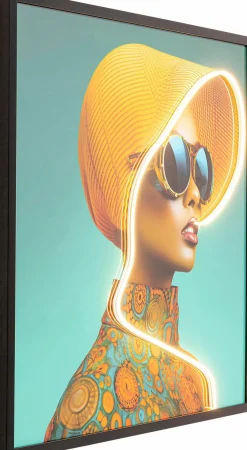 LED-Wandbild 80 x 80 cm Sun Hat Woman