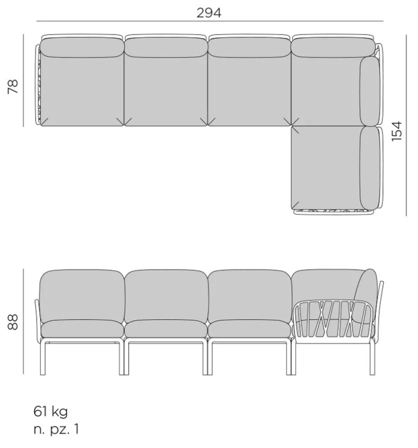 Loungemöbel Set, Komodo 5 5tlg., Sunbrella