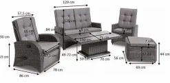 Loungemöbel Set Deluxe Lounge Grau 5 tlg