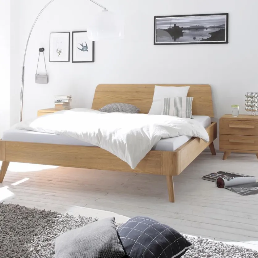 Massivholzbett Oak-Bianco 160 x 200 cm